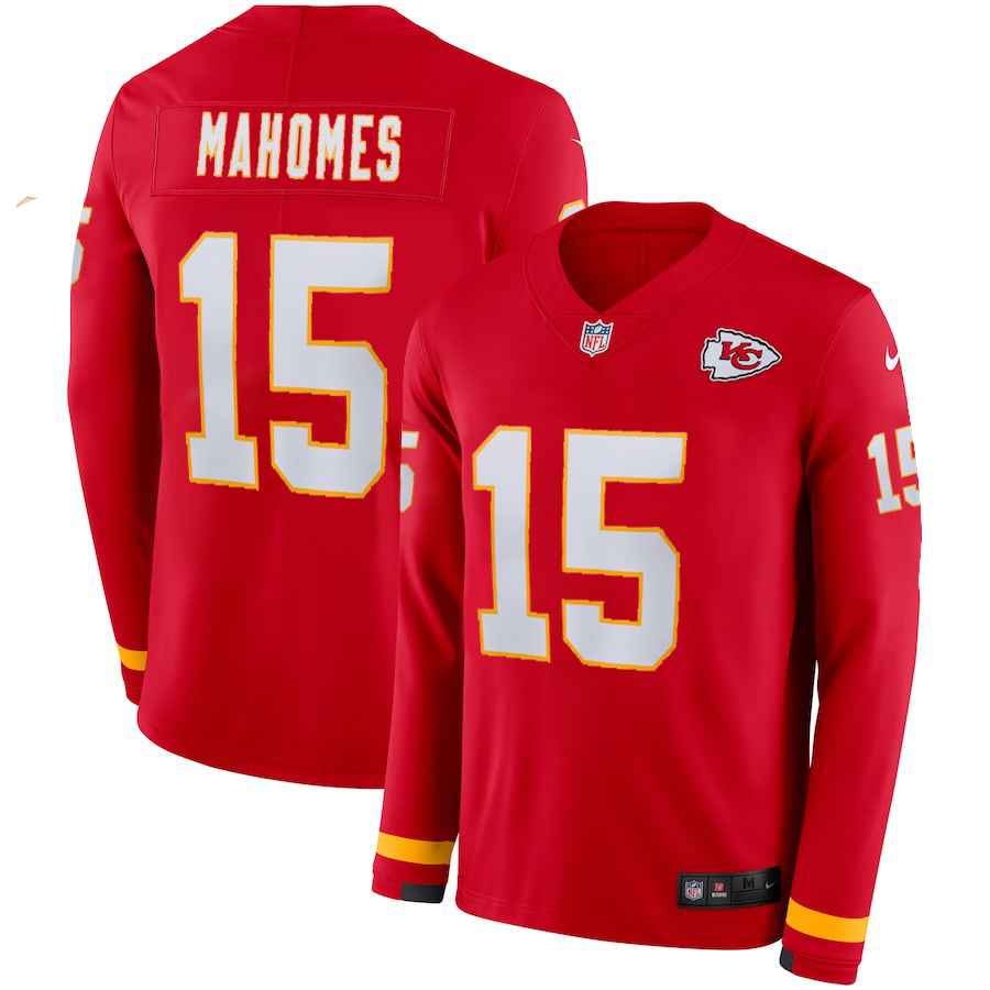 Men Kansas City Chiefs #15 Mahomes red Limited NFL Nike Therma Long Sleeve Jersey->houston texans->NFL Jersey